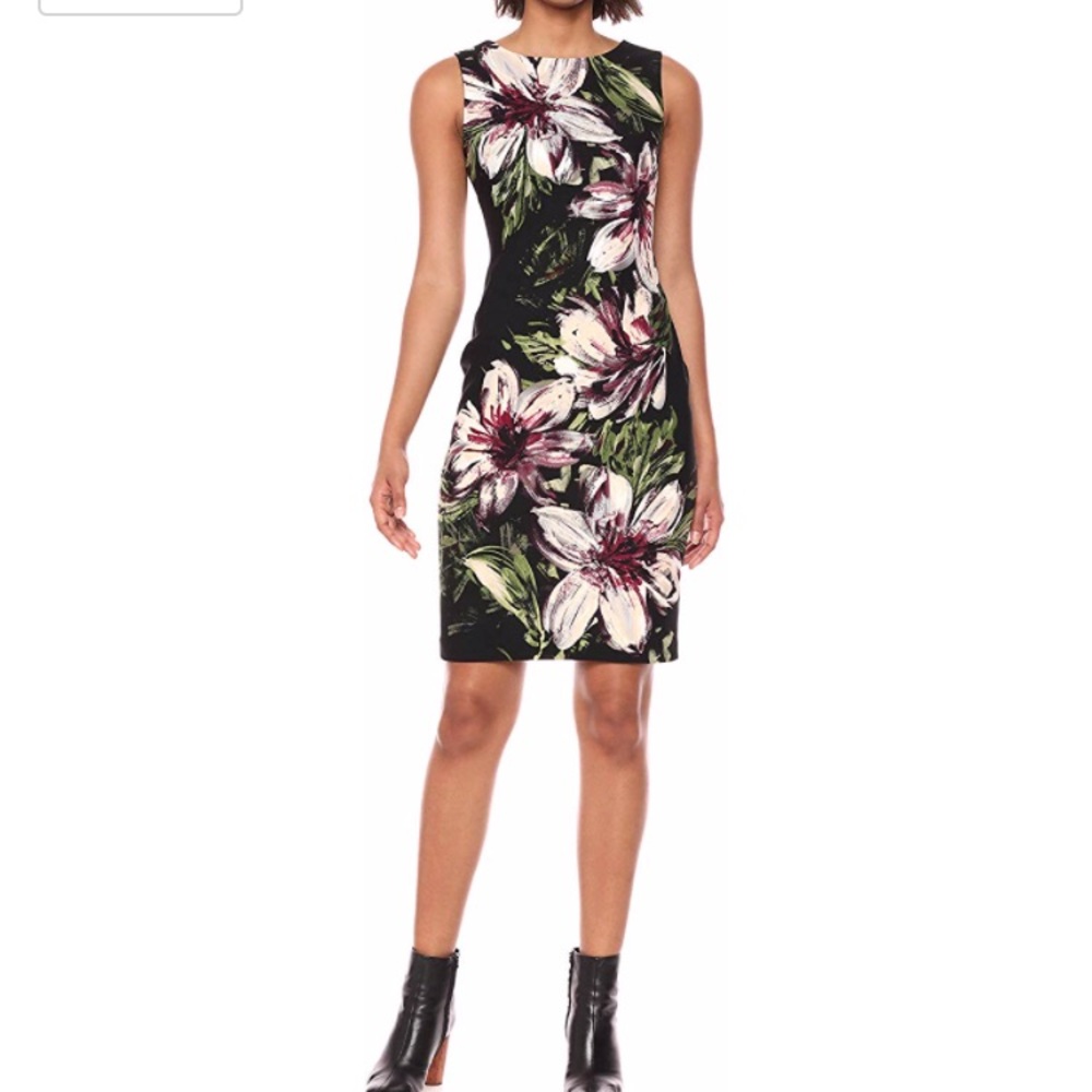CALVIN KLEIN sleeveless round neck sheath dress
